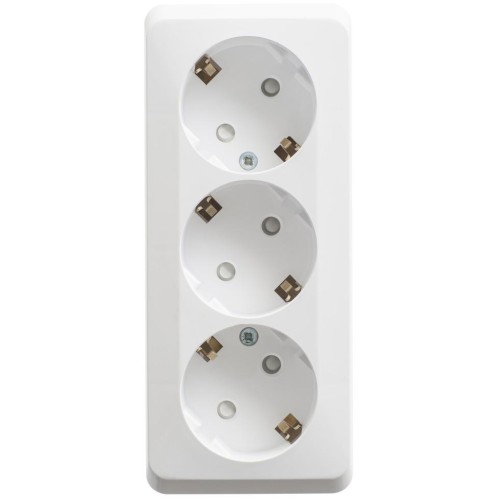 PA16-012B - ЭТЮД О/У тройная РОЗЕТКА с заземлением со шторками 16А 250В, БЕЛЫЙ, Россия, Systeme Electric