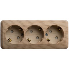 PA16-012D - ЭТЮД О/У тройная РОЗЕТКА с заземлением со шторками 16А 250В, СОСНА, Россия, Systeme Electric