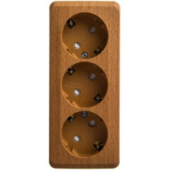 PA16-012T - ЭТЮД О/У тройная РОЗЕТКА с заземлением со шторками 16А 250В, БУК, Россия, Systeme Electric