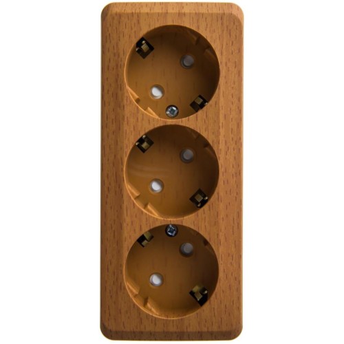 PA16-012T - ЭТЮД О/У тройная РОЗЕТКА с заземлением со шторками 16А 250В, БУК, Россия, Systeme Electric