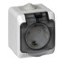 PA16-044C - ЭТЮД IP44 О/У РОЗЕТКА с заземлением со шторками 16А 250В, СЕРЫЙ, Россия, Systeme Electric