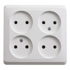 PA16-205B - ЭТЮД О/У 4-местная РОЗЕТКА без заземления без шторок 16А 250В, БЕЛЫЙ, Россия, Systeme Electric