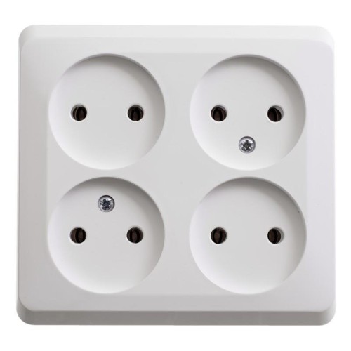PA16-205B - ЭТЮД О/У 4-местная РОЗЕТКА без заземления без шторок 16А 250В, БЕЛЫЙ, Россия, Systeme Electric