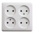 PA16-205B - ЭТЮД О/У 4-местная РОЗЕТКА без заземления без шторок 16А 250В, БЕЛЫЙ, Россия, Systeme Electric