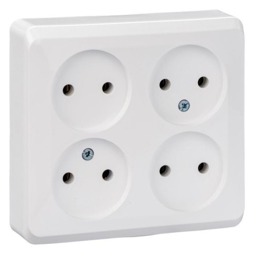 PA16-205B - ЭТЮД О/У 4-местная РОЗЕТКА без заземления без шторок 16А 250В, БЕЛЫЙ, Россия, Systeme Electric