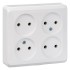 PA16-205B - ЭТЮД О/У 4-местная РОЗЕТКА без заземления без шторок 16А 250В, БЕЛЫЙ, Россия, Systeme Electric