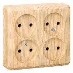 PA16-205D - ЭТЮД О/У 4-местная РОЗЕТКА без заземления без шторок 16А 250В, СОСНА, Россия, Systeme Electric