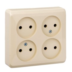 PA16-205K - ЭТЮД О/У 4-местная РОЗЕТКА без заземления без шторок 16А 250В, КРЕМОВЫЙ, Россия, Systeme Electric