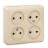 PA16-205K - ЭТЮД О/У 4-местная РОЗЕТКА без заземления без шторок 16А 250В, КРЕМОВЫЙ, Россия, Systeme Electric