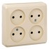 PA16-205K - ЭТЮД О/У 4-местная РОЗЕТКА без заземления без шторок 16А 250В, КРЕМОВЫЙ, Россия, Systeme Electric