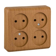 PA16-205T - ЭТЮД О/У 4-местная РОЗЕТКА без заземления без шторок 16А 250В, БУК, Россия, Systeme Electric