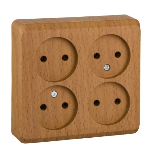 PA16-205T - ЭТЮД О/У 4-местная РОЗЕТКА без заземления без шторок 16А 250В, БУК, Россия, Systeme Electric