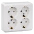 PA16-208B - ЭТЮД О/У 4-местная РОЗЕТКА с заземлением со шторками 16А 250В, БЕЛЫЙ, Россия, Systeme Electric