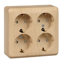 PA16-208D - ЭТЮД О/У 4-местная РОЗЕТКА с заземлением со шторками 16А 250В, СОСНА, Россия, Systeme Electric