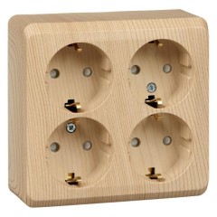 PA16-208D - ЭТЮД О/У 4-местная РОЗЕТКА с заземлением со шторками 16А 250В, СОСНА, Россия, Systeme Electric