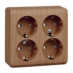 PA16-208T - ЭТЮД О/У 4-местная РОЗЕТКА с заземлением со шторками 16А 250В, БУК, Россия, Systeme Electric