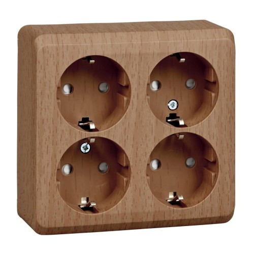 PA16-208T - ЭТЮД О/У 4-местная РОЗЕТКА с заземлением со шторками 16А 250В, БУК, Россия, Systeme Electric