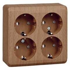 PA16-208T - ЭТЮД О/У 4-местная РОЗЕТКА с заземлением со шторками 16А 250В, БУК, Россия, Systeme Electric