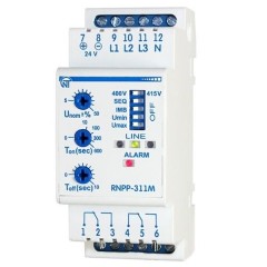РНПП-311М Трехфазное реле контроля напряжения, перекоса и последовательности фаз 5А на DIN-рейку