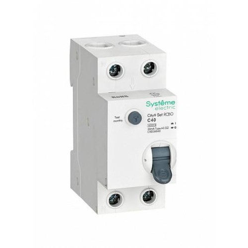Systeme Electric City9 Set Авт. выкл. диф. тока (АВДТ) 1P+N С 40А 6kA 30мА Тип-AС 230В Systeme Electric (Schneider)