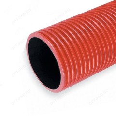 Труба гофрированная двустенная ПЭ гибкая с/з красная д50 (50м/уп)