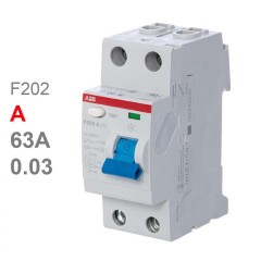 УЗО ABB F202 A-63/0,03 2-х полюсное тип A 63A 30mA 2 модуля (ВДТ) 2CSF202101R1630