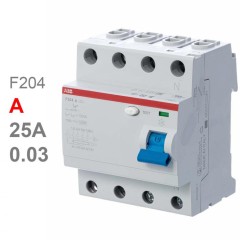 УЗО ABB F204 A-25/0,03 4-х полюсное тип A 25A 30mA 4 модуля (ВДТ) 2CSF204101R1250