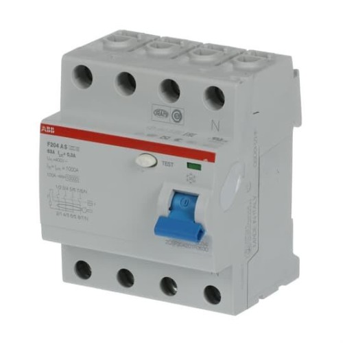УЗО ABB F204 A S-63/0,3 4-х полюсное тип A S селективное 63A 300mA 4 модуля (ВДТ) 2CSF204201R3630