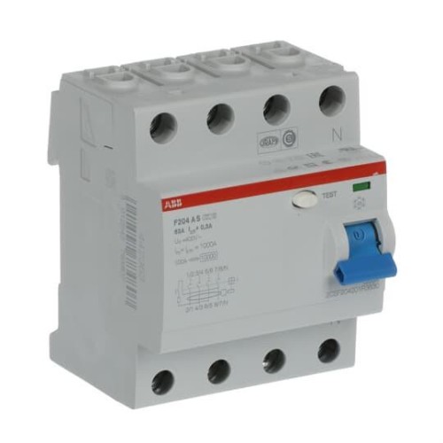 УЗО ABB F204 A S-63/0,3 4-х полюсное тип A S селективное 63A 300mA 4 модуля (ВДТ) 2CSF204201R3630
