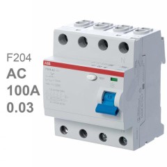 УЗО ABB F204 AC-100/0,03 4-х полюсное тип AC 100A 30mA 4 модуля (ВДТ) 2CSF204001R1900
