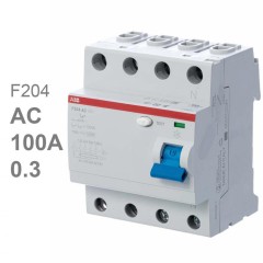 УЗО ABB F204 AC-100/0,3 4-х полюсное тип AC 100A 300mA 4 модуля (ВДТ) 2CSF204001R3900
