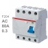УЗО ABB F204 AC-80/0,3 4-х полюсное тип AC 80A 300mA 4 модуля (ВДТ) 2CSF204001R3800