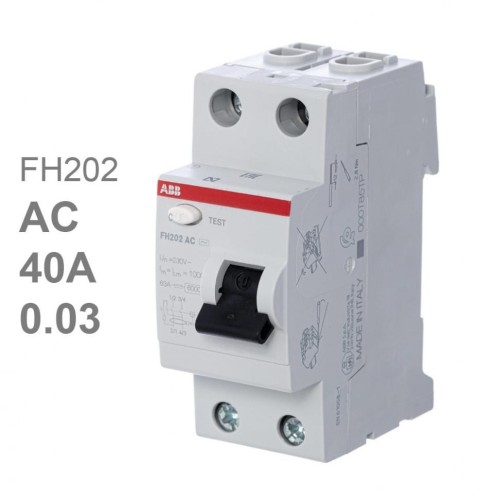 УЗО ABB FH202 AC-40/0,03 2-х полюсное тип AC 40A 30mA 2 модуля (ВДТ) 2CSF202004R1400
